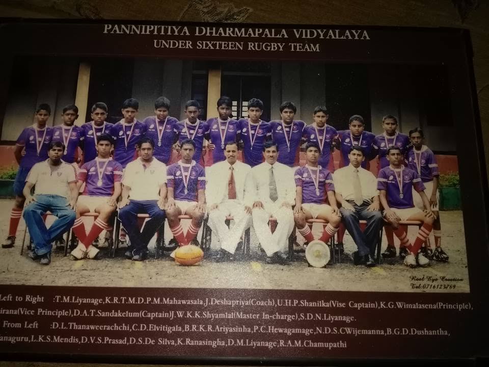 Piumal with his under-sixteen school rugby team